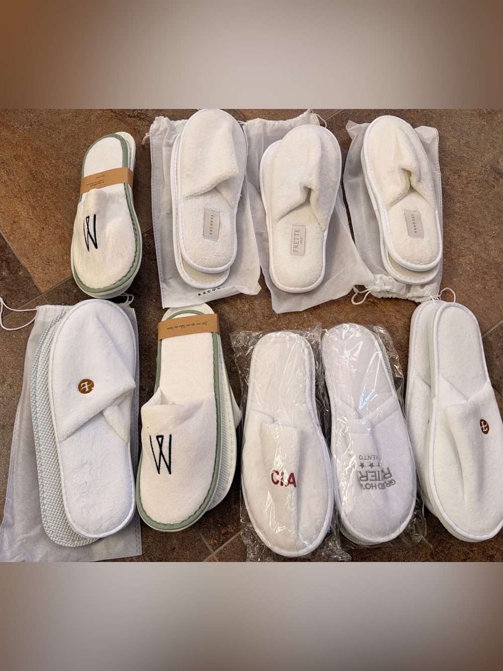White Plush Slip-On Spa Slippers - Assorted Brands from luxury hotels